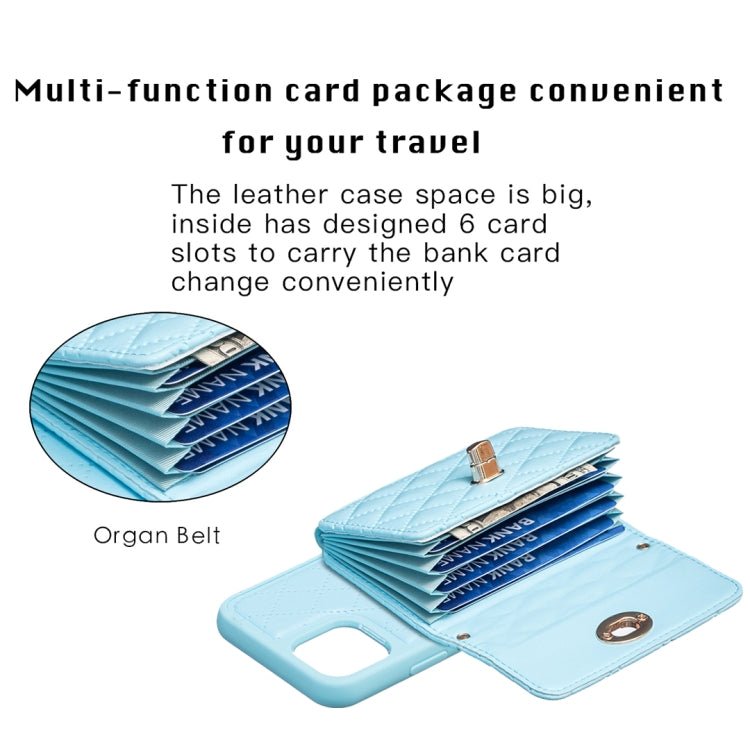For iPhone 11 Pro Max Horizontal Metal Buckle Wallet Rhombic Leather Phone Case