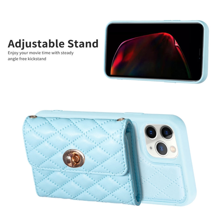 For iPhone 11 Pro Max Horizontal Metal Buckle Wallet Rhombic Leather Phone Case