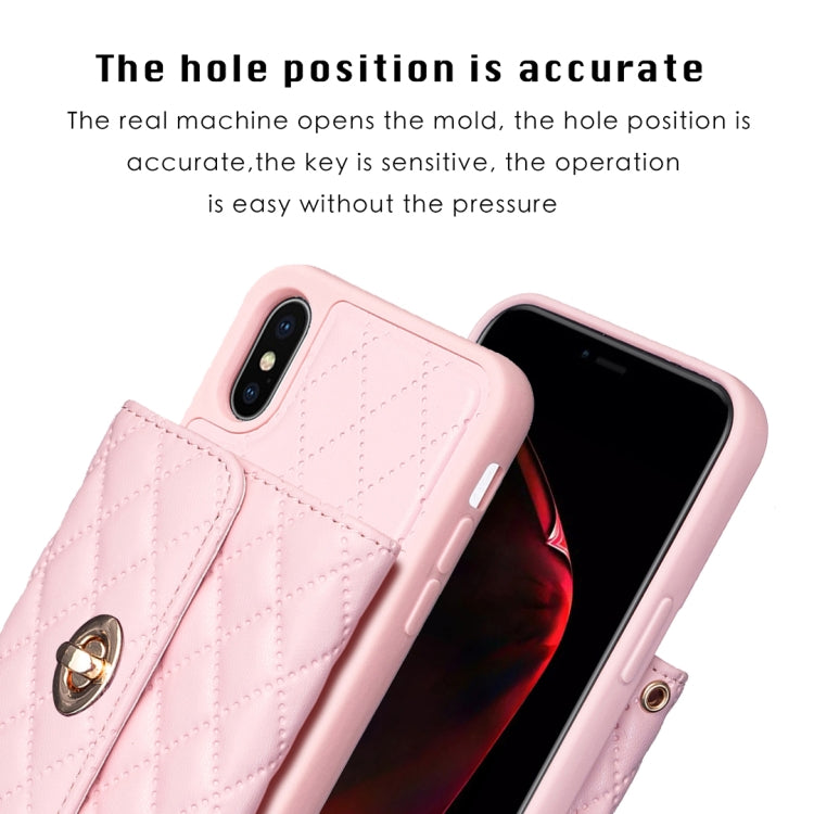 For iPhone X / XS Horizontal Metal Buckle Wallet Rhombic Leather Phone Case