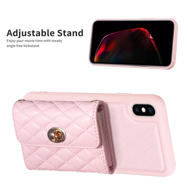 For iPhone X / XS Horizontal Metal Buckle Wallet Rhombic Leather Phone Case