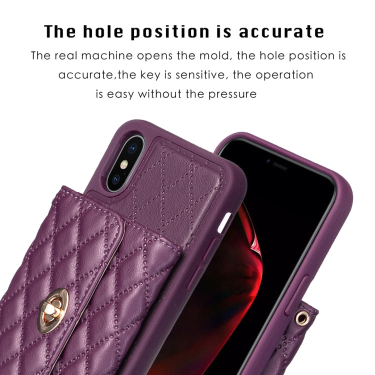 For iPhone X / XS Horizontal Metal Buckle Wallet Rhombic Leather Phone Case