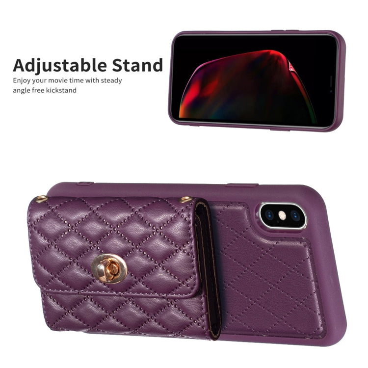 For iPhone X / XS Horizontal Metal Buckle Wallet Rhombic Leather Phone Case