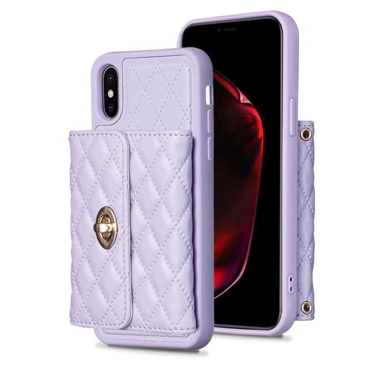 For iPhone X / XS Horizontal Metal Buckle Wallet Rhombic Leather Phone Case