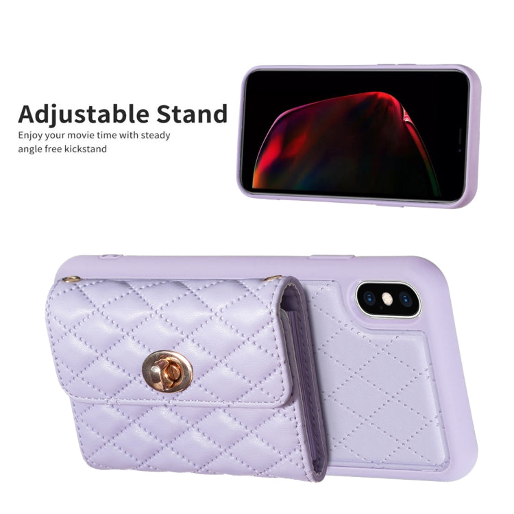 For iPhone X / XS Horizontal Metal Buckle Wallet Rhombic Leather Phone Case