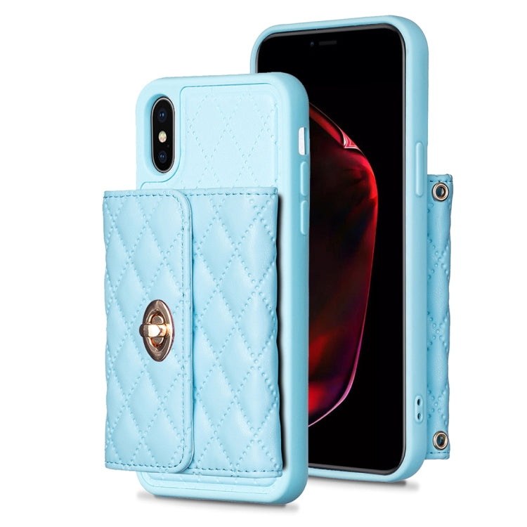For iPhone X / XS Horizontal Metal Buckle Wallet Rhombic Leather Phone Case