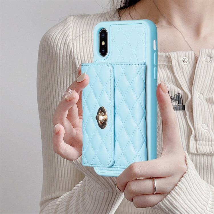 For iPhone X / XS Horizontal Metal Buckle Wallet Rhombic Leather Phone Case