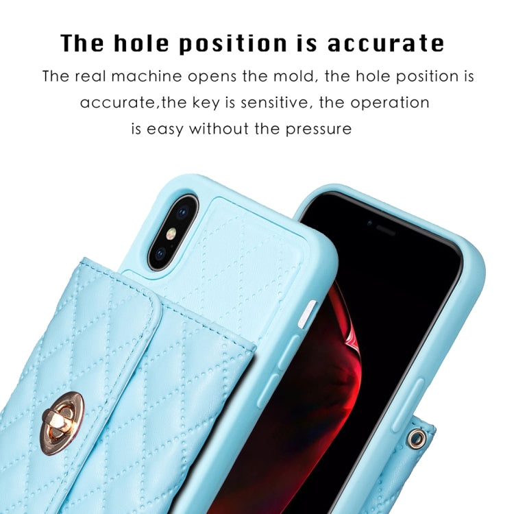 For iPhone X / XS Horizontal Metal Buckle Wallet Rhombic Leather Phone Case