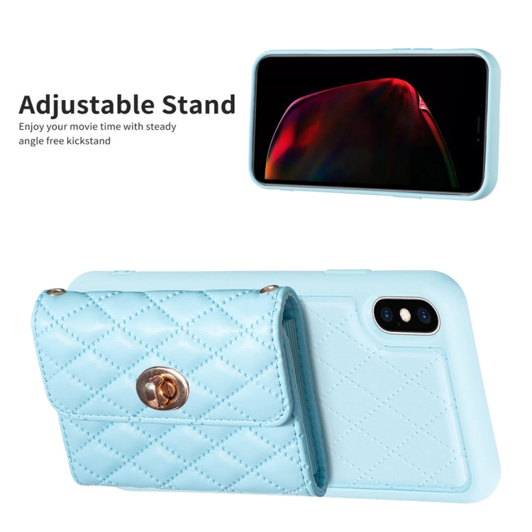 For iPhone X / XS Horizontal Metal Buckle Wallet Rhombic Leather Phone Case