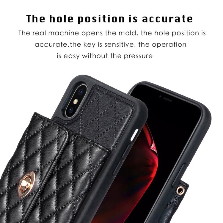 For iPhone X / XS Horizontal Metal Buckle Wallet Rhombic Leather Phone Case
