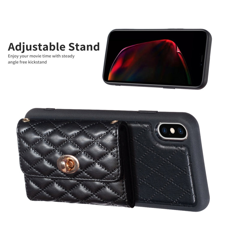 For iPhone X / XS Horizontal Metal Buckle Wallet Rhombic Leather Phone Case