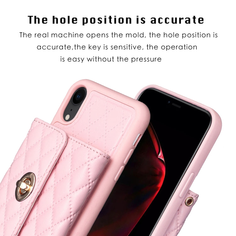 For iPhone XR Horizontal Metal Buckle Wallet Rhombic Leather Phone Case