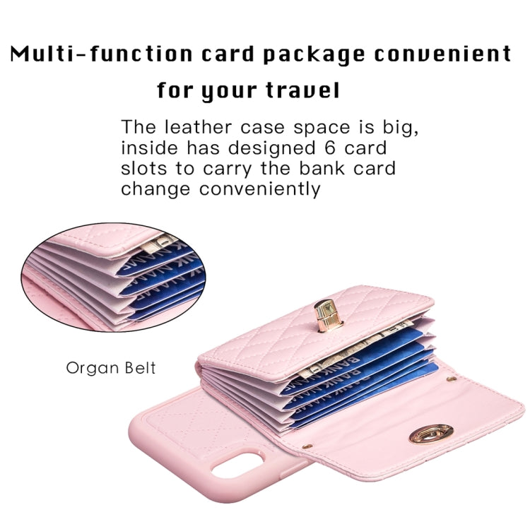 For iPhone XR Horizontal Metal Buckle Wallet Rhombic Leather Phone Case