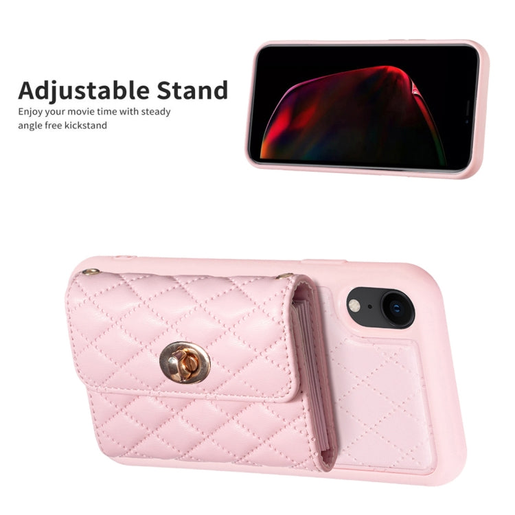 For iPhone XR Horizontal Metal Buckle Wallet Rhombic Leather Phone Case