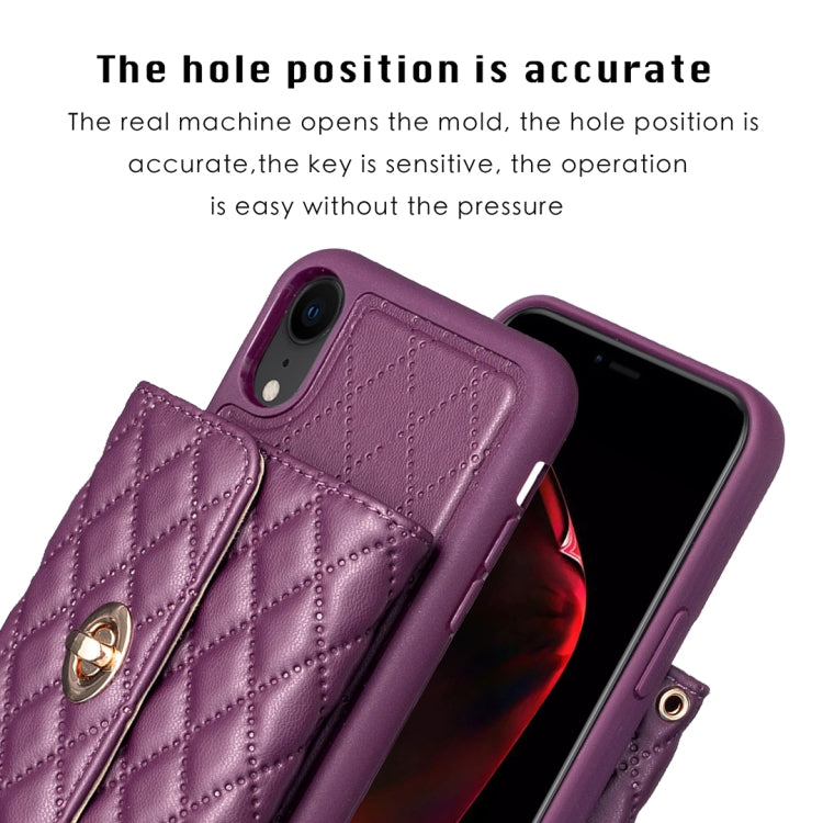 For iPhone XR Horizontal Metal Buckle Wallet Rhombic Leather Phone Case