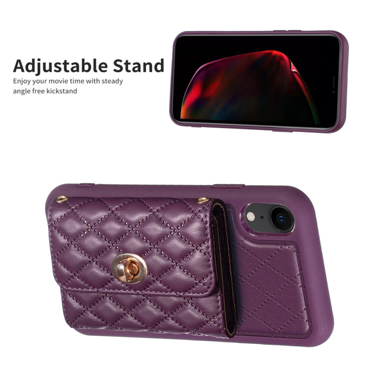For iPhone XR Horizontal Metal Buckle Wallet Rhombic Leather Phone Case
