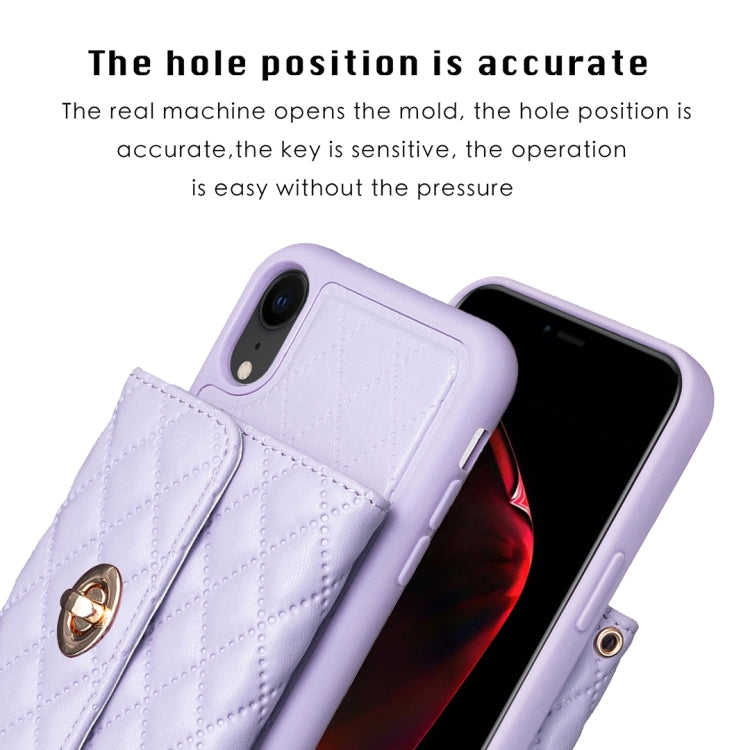 For iPhone XR Horizontal Metal Buckle Wallet Rhombic Leather Phone Case