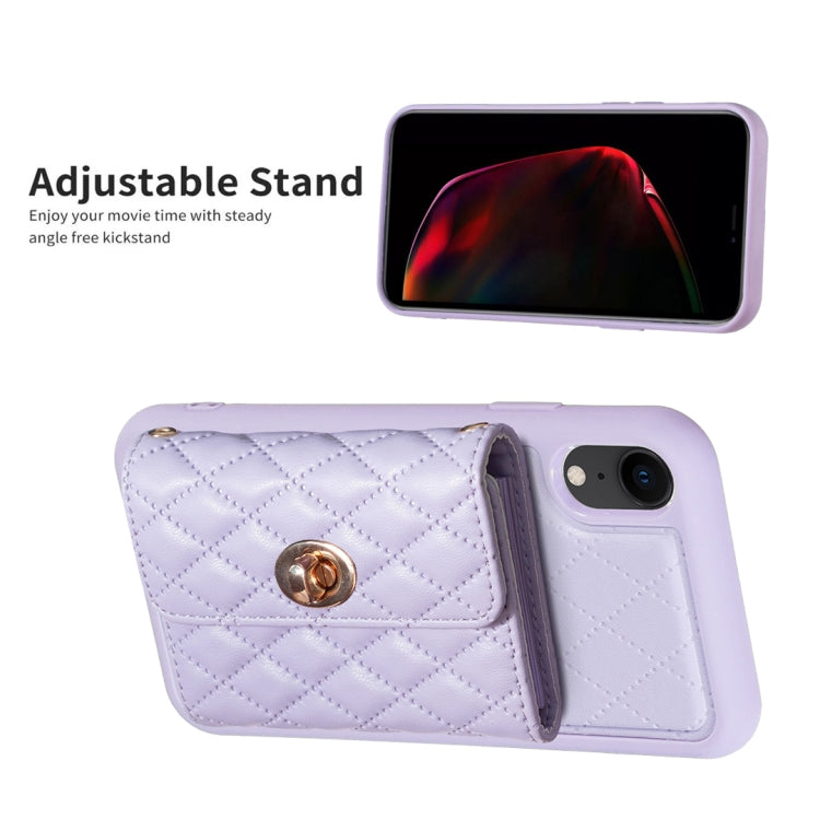 For iPhone XR Horizontal Metal Buckle Wallet Rhombic Leather Phone Case