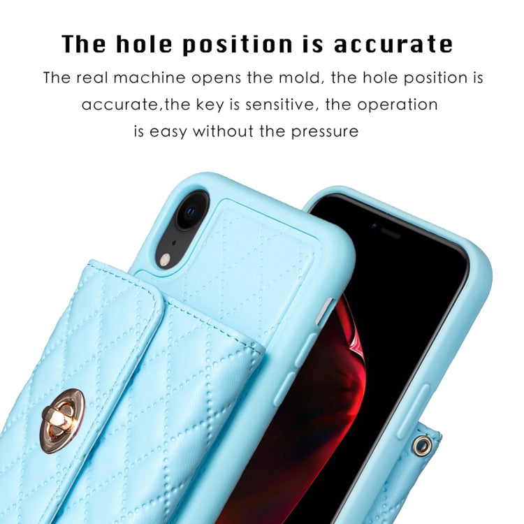 For iPhone XR Horizontal Metal Buckle Wallet Rhombic Leather Phone Case