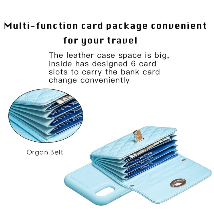 For iPhone XR Horizontal Metal Buckle Wallet Rhombic Leather Phone Case
