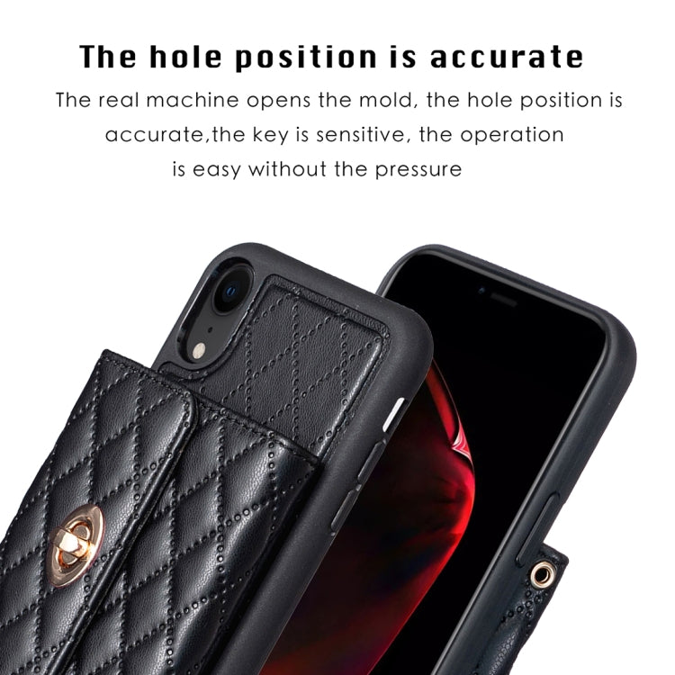 For iPhone XR Horizontal Metal Buckle Wallet Rhombic Leather Phone Case