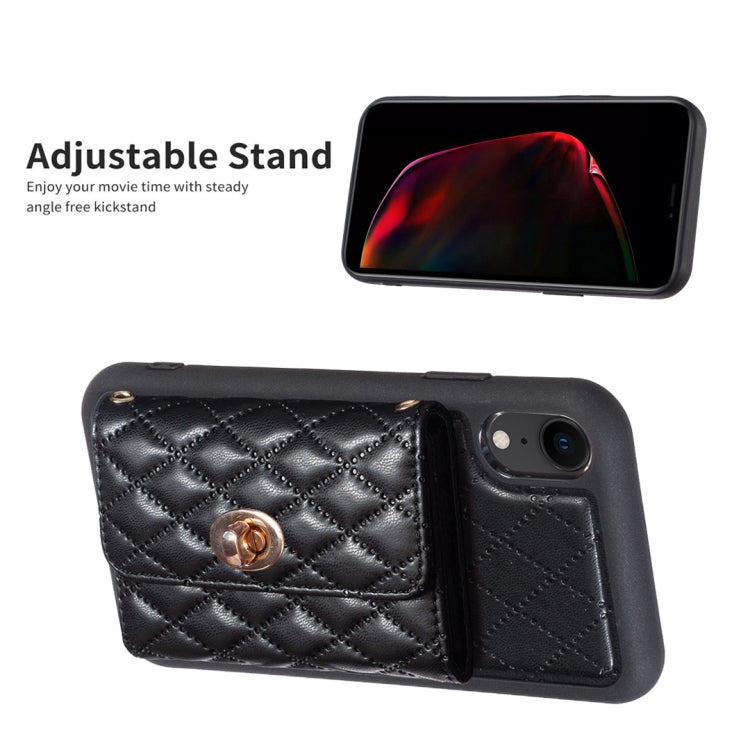 For iPhone XR Horizontal Metal Buckle Wallet Rhombic Leather Phone Case