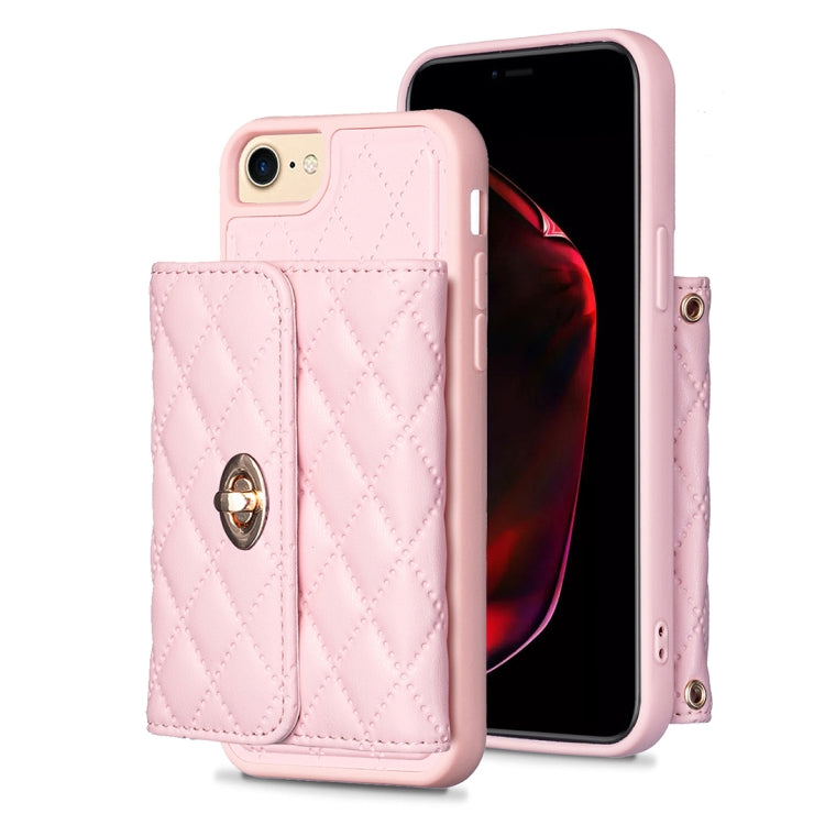 For iPhone SE 2022 / 2020 / 8 / 7 Horizontal Metal Buckle Wallet Rhombic Leather Phone Case
