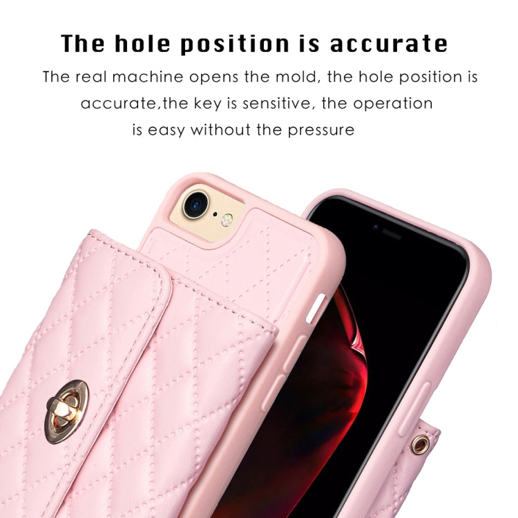 For iPhone SE 2022 / 2020 / 8 / 7 Horizontal Metal Buckle Wallet Rhombic Leather Phone Case