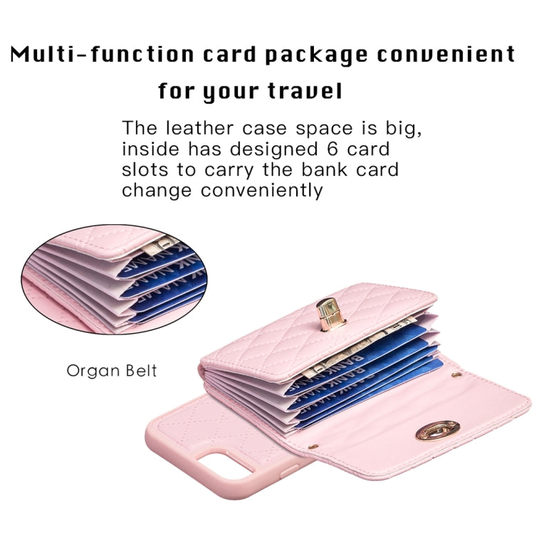 For iPhone SE 2022 / 2020 / 8 / 7 Horizontal Metal Buckle Wallet Rhombic Leather Phone Case