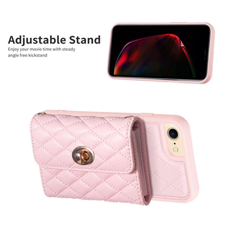 For iPhone SE 2022 / 2020 / 8 / 7 Horizontal Metal Buckle Wallet Rhombic Leather Phone Case