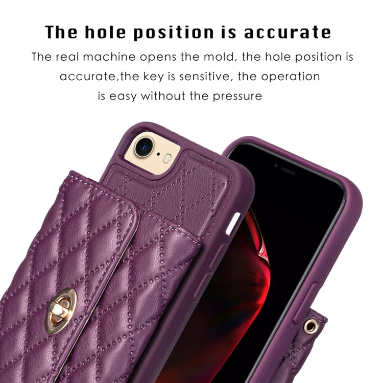 For iPhone SE 2022 / 2020 / 8 / 7 Horizontal Metal Buckle Wallet Rhombic Leather Phone Case