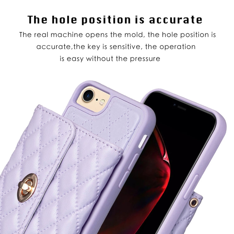 For iPhone SE 2022 / 2020 / 8 / 7 Horizontal Metal Buckle Wallet Rhombic Leather Phone Case