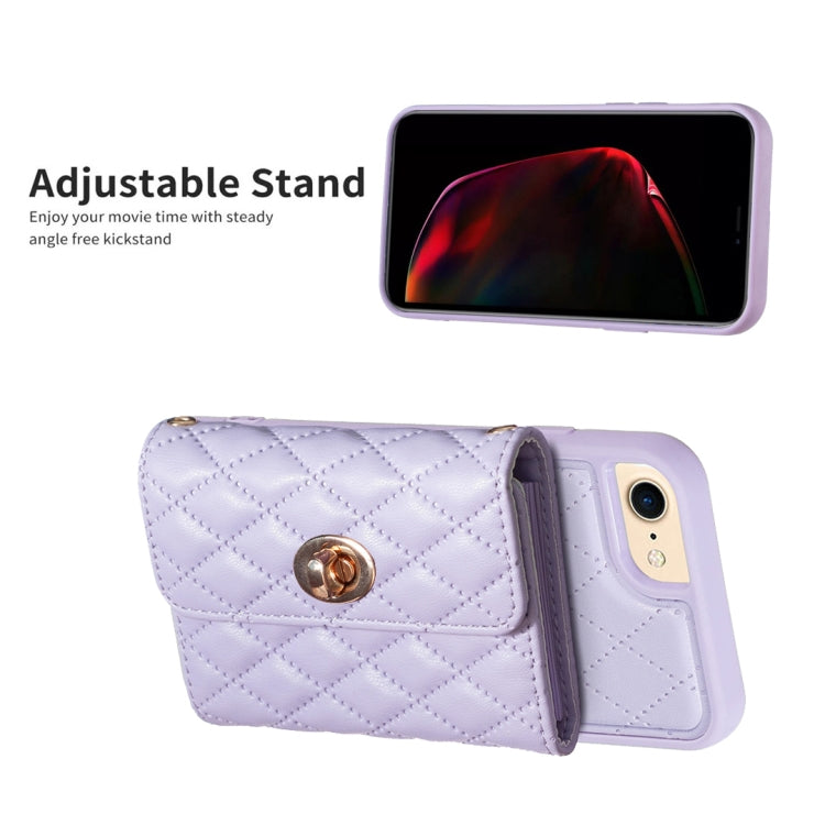 For iPhone SE 2022 / 2020 / 8 / 7 Horizontal Metal Buckle Wallet Rhombic Leather Phone Case