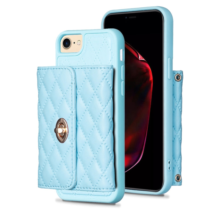 For iPhone SE 2022 / 2020 / 8 / 7 Horizontal Metal Buckle Wallet Rhombic Leather Phone Case