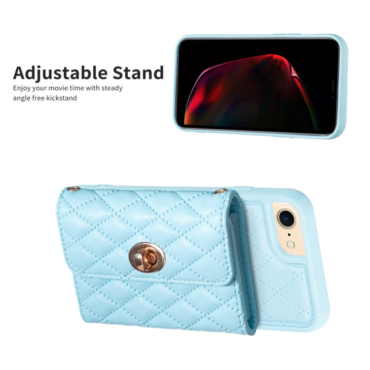 For iPhone SE 2022 / 2020 / 8 / 7 Horizontal Metal Buckle Wallet Rhombic Leather Phone Case