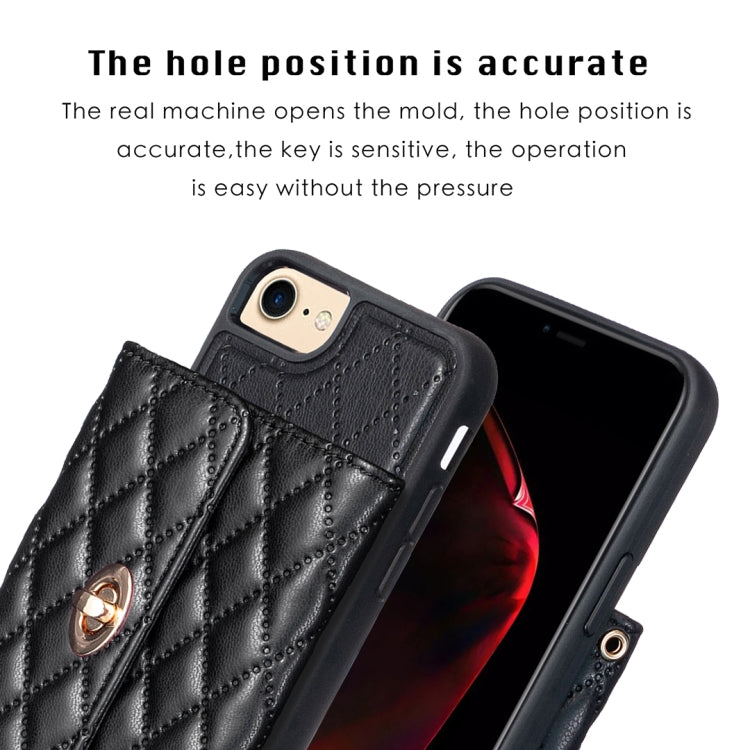 For iPhone SE 2022 / 2020 / 8 / 7 Horizontal Metal Buckle Wallet Rhombic Leather Phone Case
