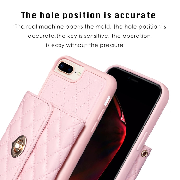 For iPhone 8 Plus / 7 Plus Horizontal Metal Buckle Wallet Rhombic Leather Phone Case