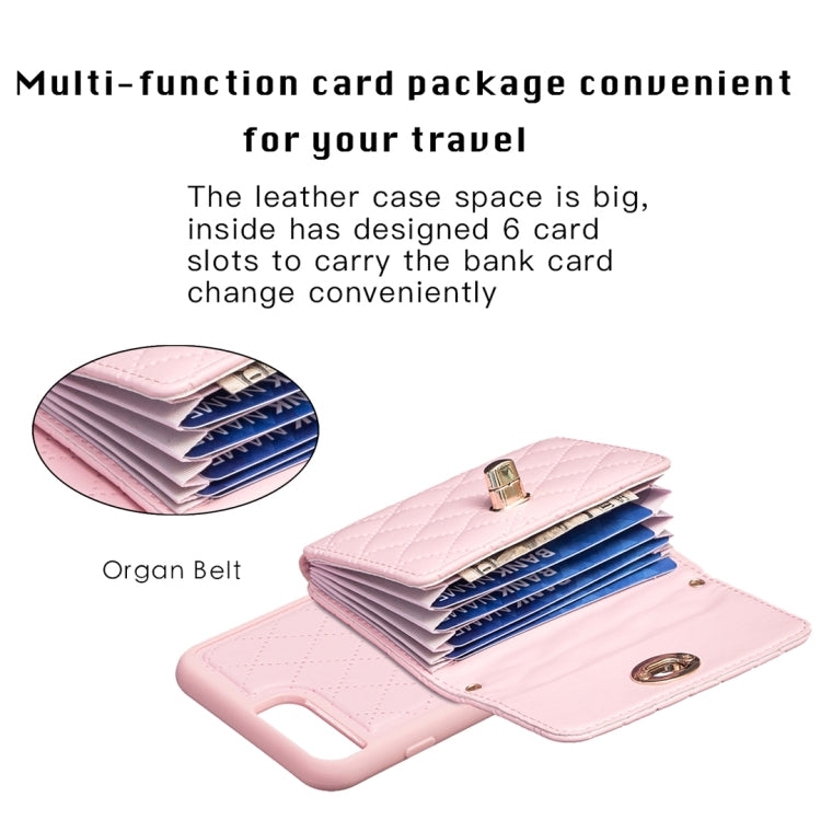 For iPhone 8 Plus / 7 Plus Horizontal Metal Buckle Wallet Rhombic Leather Phone Case