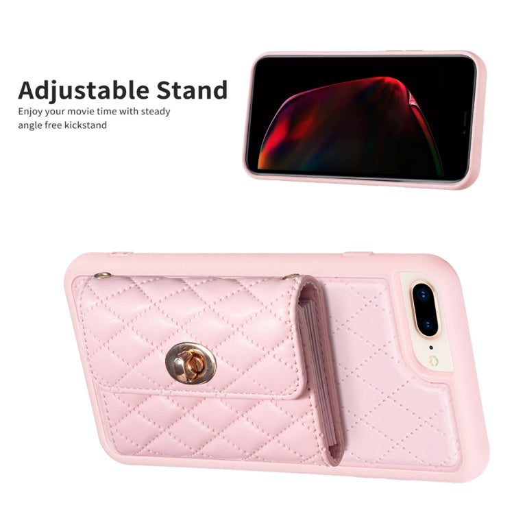For iPhone 8 Plus / 7 Plus Horizontal Metal Buckle Wallet Rhombic Leather Phone Case