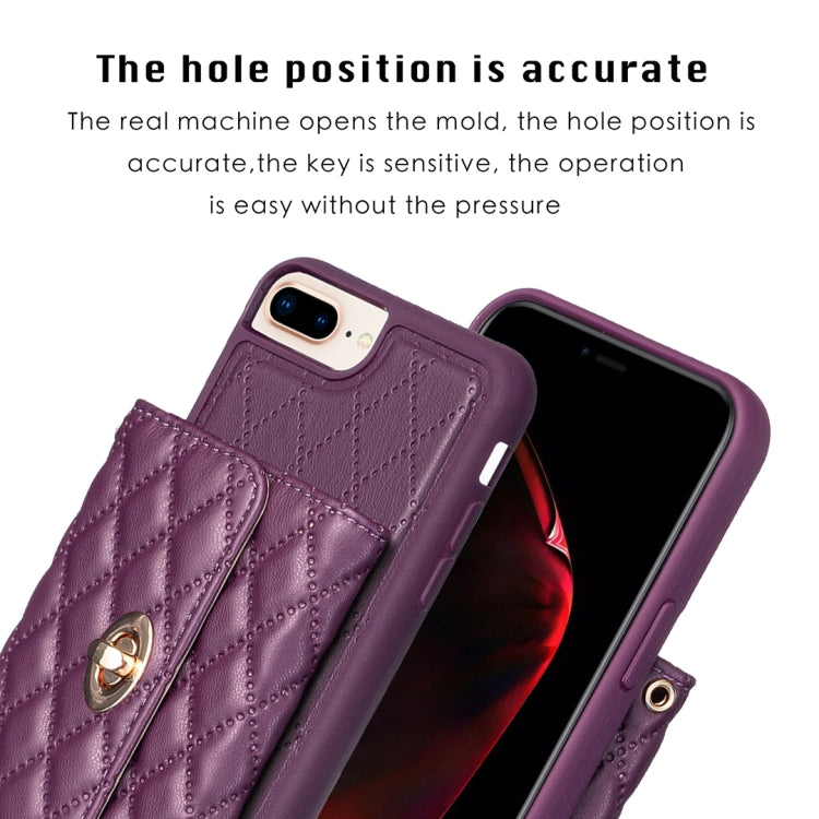 For iPhone 8 Plus / 7 Plus Horizontal Metal Buckle Wallet Rhombic Leather Phone Case