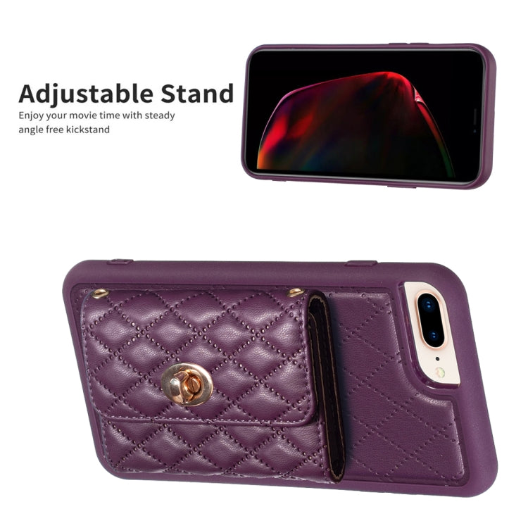 For iPhone 8 Plus / 7 Plus Horizontal Metal Buckle Wallet Rhombic Leather Phone Case