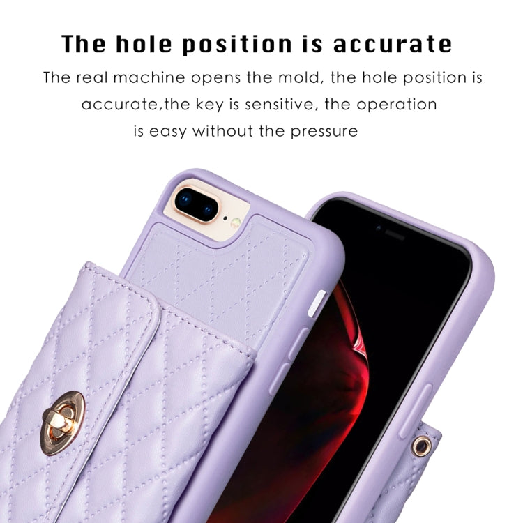 For iPhone 8 Plus / 7 Plus Horizontal Metal Buckle Wallet Rhombic Leather Phone Case