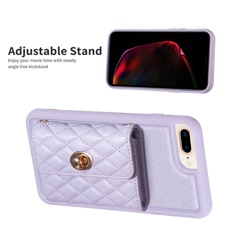 For iPhone 8 Plus / 7 Plus Horizontal Metal Buckle Wallet Rhombic Leather Phone Case