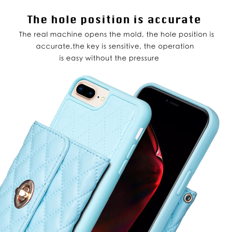 For iPhone 8 Plus / 7 Plus Horizontal Metal Buckle Wallet Rhombic Leather Phone Case