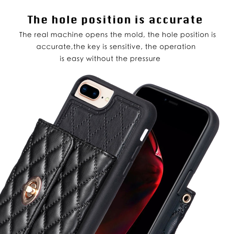 For iPhone 8 Plus / 7 Plus Horizontal Metal Buckle Wallet Rhombic Leather Phone Case