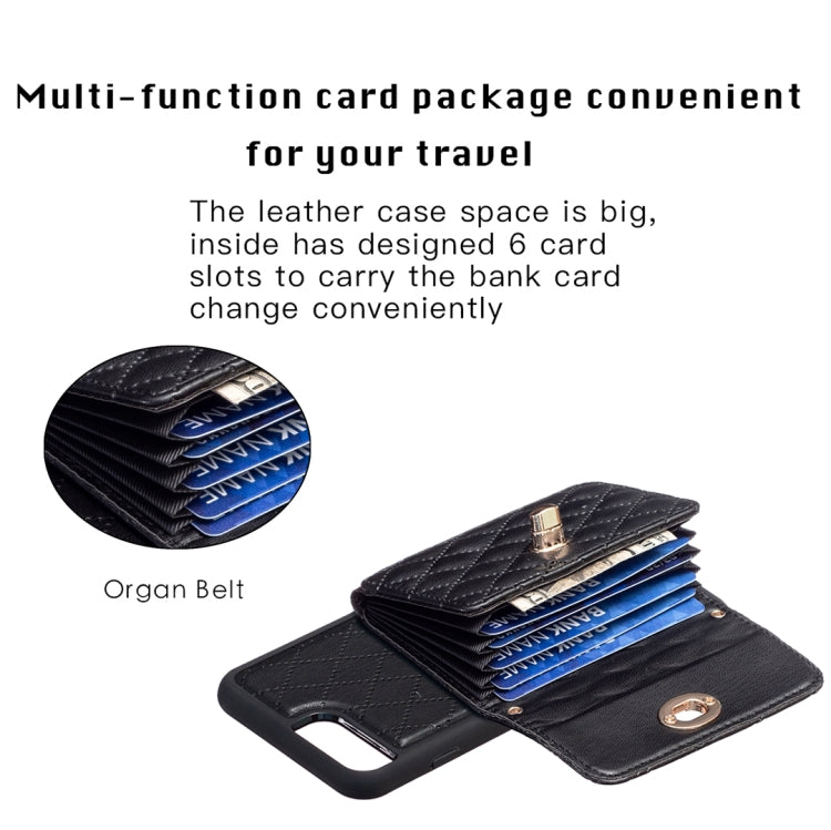 For iPhone 8 Plus / 7 Plus Horizontal Metal Buckle Wallet Rhombic Leather Phone Case