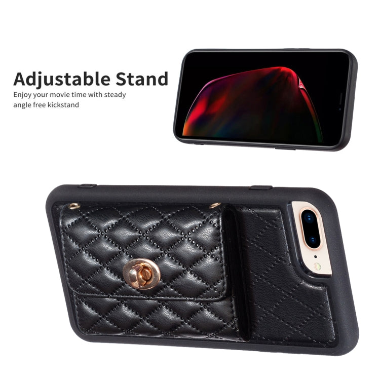 For iPhone 8 Plus / 7 Plus Horizontal Metal Buckle Wallet Rhombic Leather Phone Case