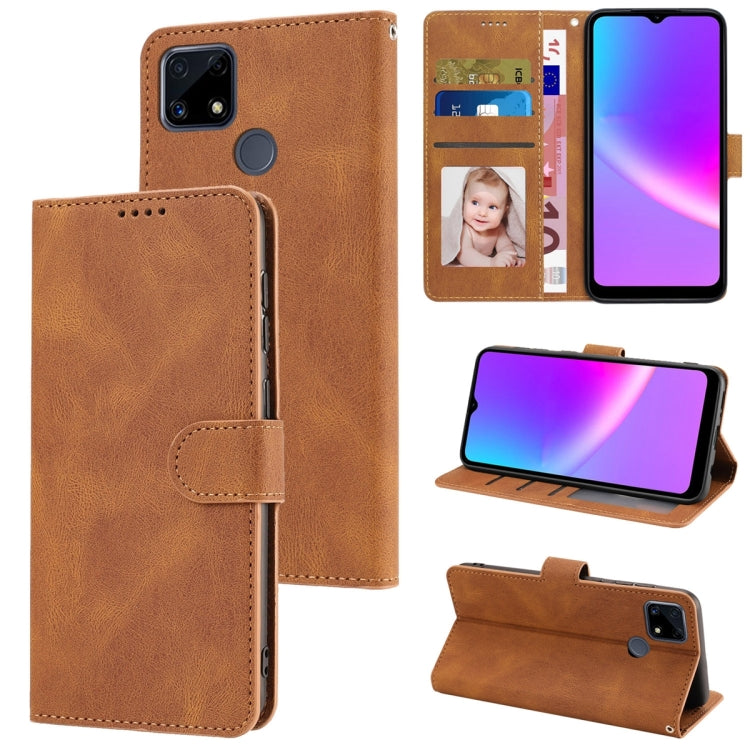 For Realme C25 / C15 / C12 Fantasy Skin-feel Calfskin Texture Leather Phone Case