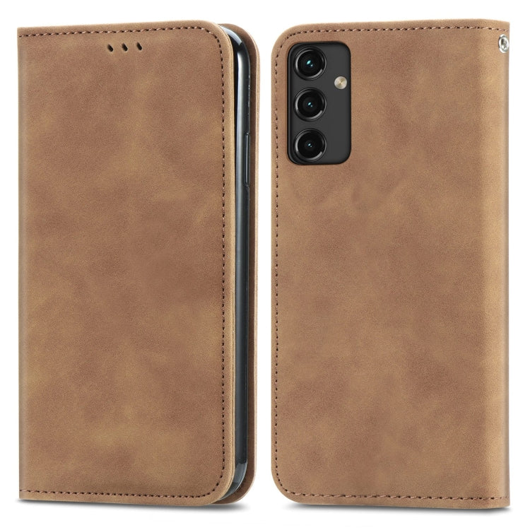 For Samsung Galaxy A14 5G Retro Skin Feel Magnetic Leather Phone Case