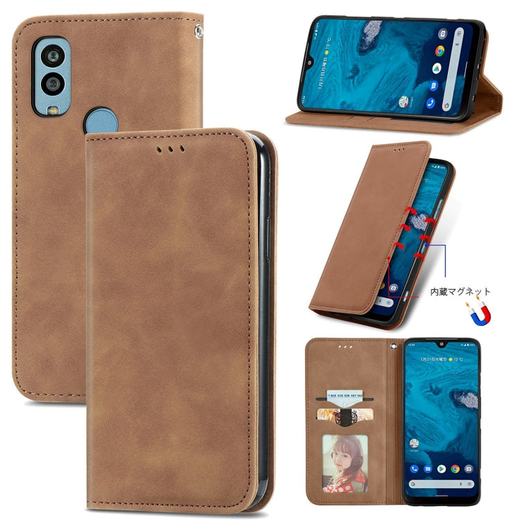 For Kyocera Android One S10 Retro Skin Feel Magnetic Leather Phone Case