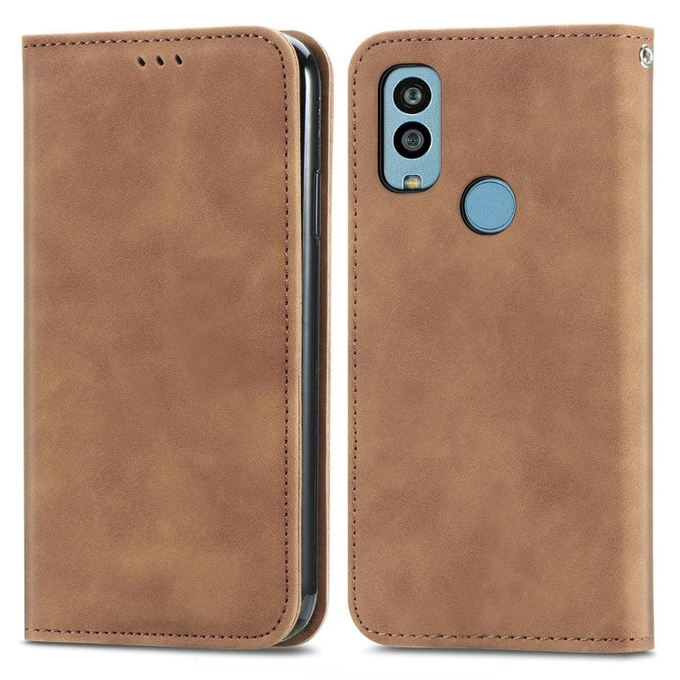 For Kyocera Android One S10 Retro Skin Feel Magnetic Leather Phone Case